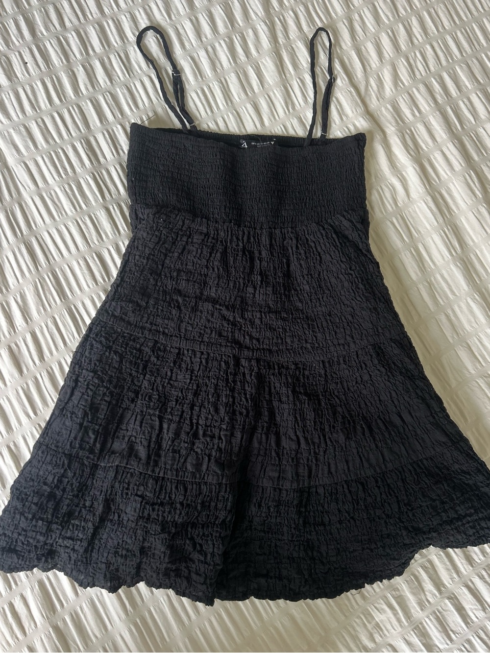 Zara Black Textured Babydoll Dress